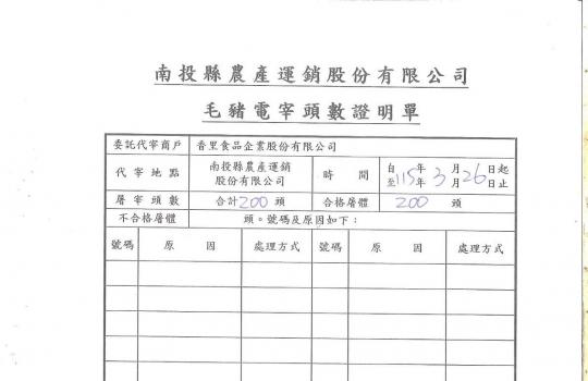 【豬肉相關檢驗】無動物用藥及屠宰證明